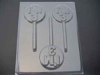 4131 I'm Three 3 Chocolate or Hard Candy Lollipop Mold